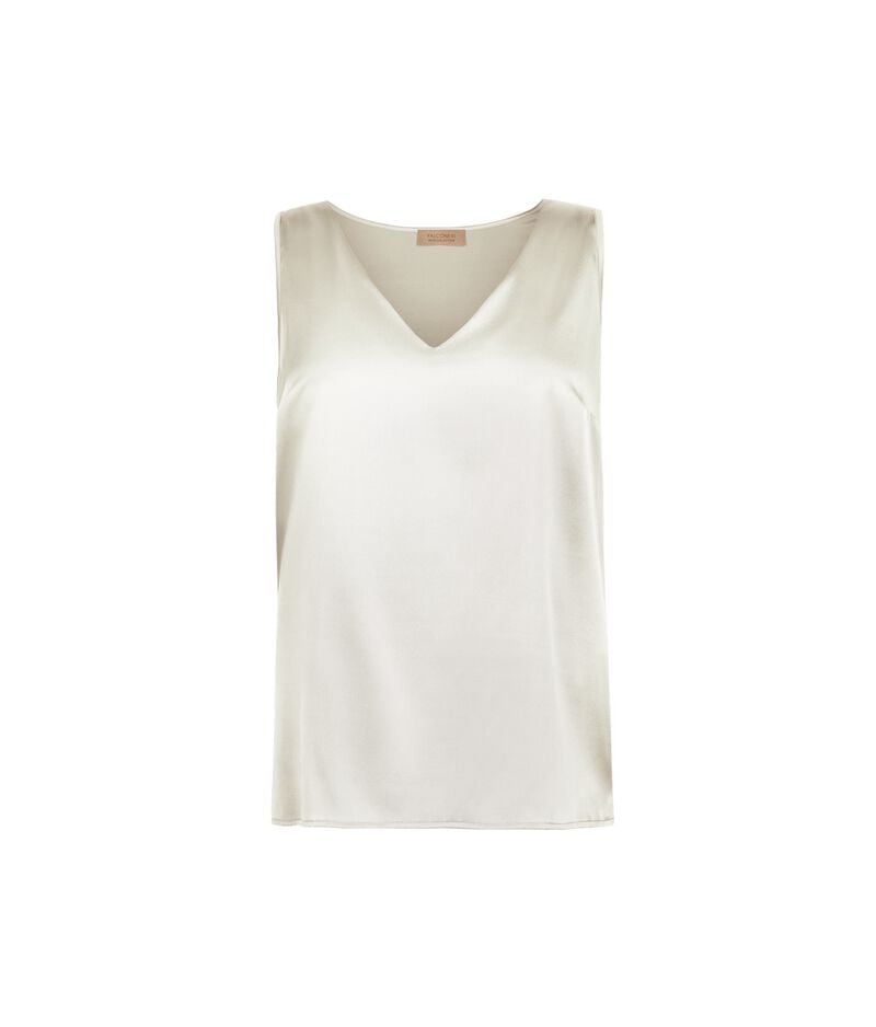 Falconeri Silk V-Neck Tank Top Woman Cream