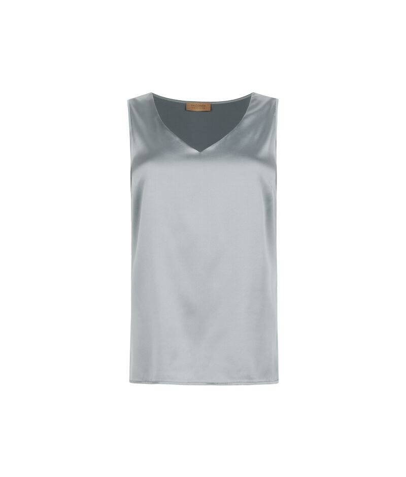 Falconeri Silk V-Neck Tank Top Woman Aquamarine