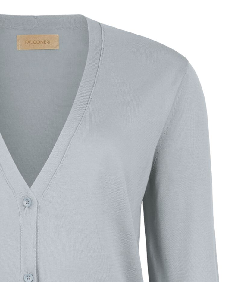 Falconeri Cotton Fresh Long Sleeved Cardigan Woman Aquamarine Size S