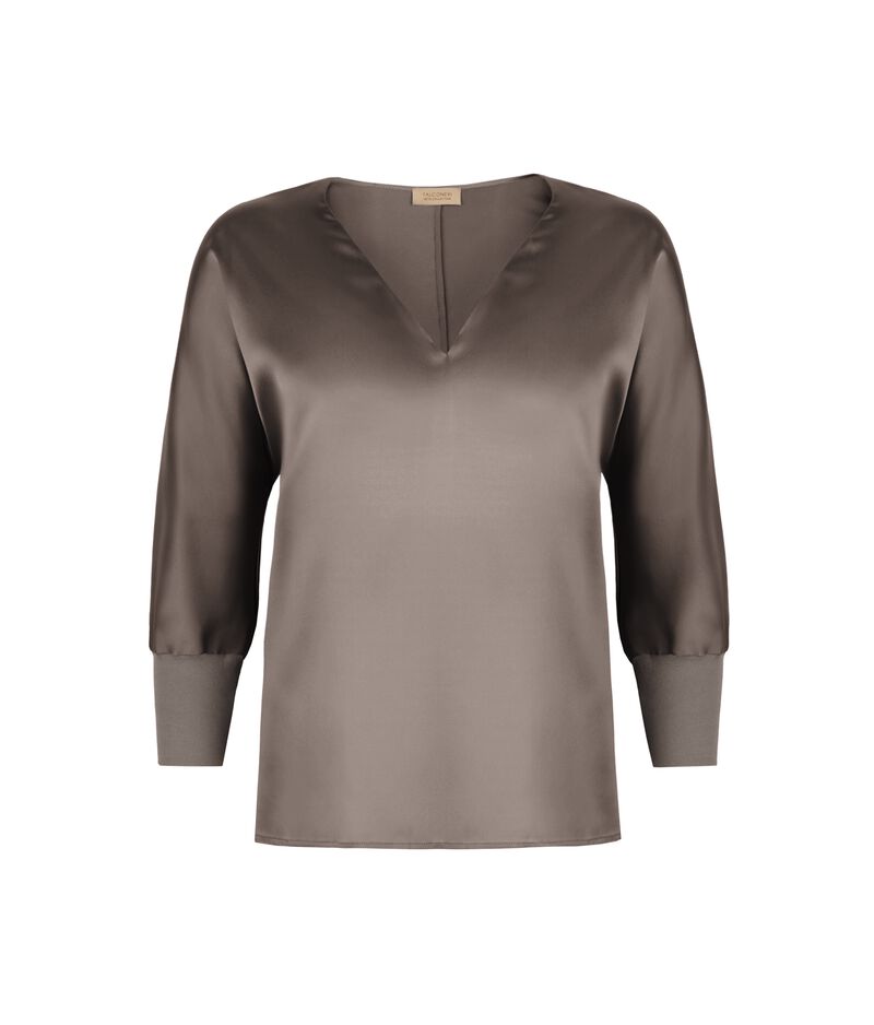 Falconeri Silk V-Neck Blouse Woman Turtledove Brown Size M
