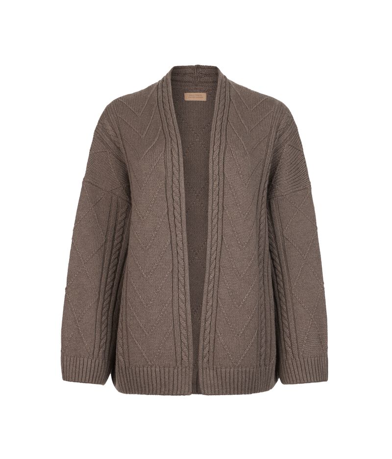 Falconeri Ultrasoft Cashmere cable-knit cape Woman Tortora Melange Size S/M