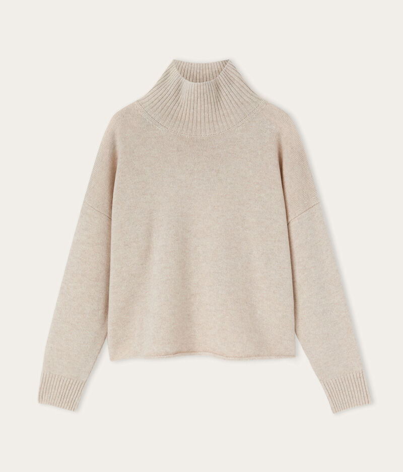Falconeri Ultrasoft Cashmere high collar neckline crop top sweater Woman Stone Size S/M
