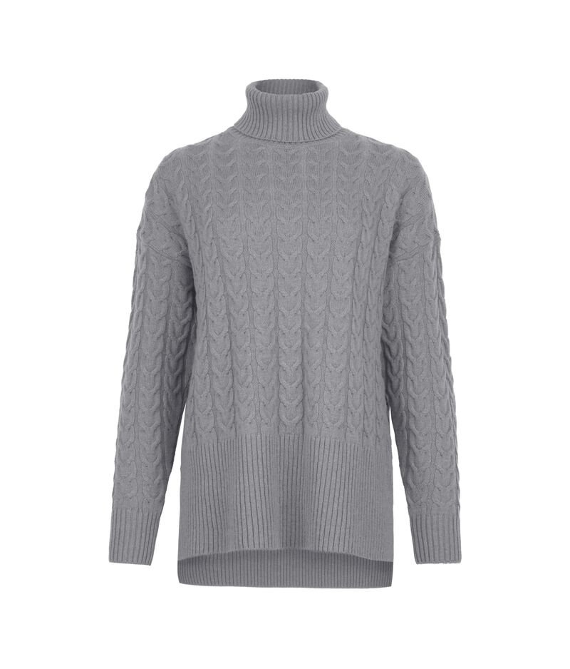 Falconeri Ultrasoft Cashmere cable-knit turtleneck sweater Woman Heather Gray Size XS