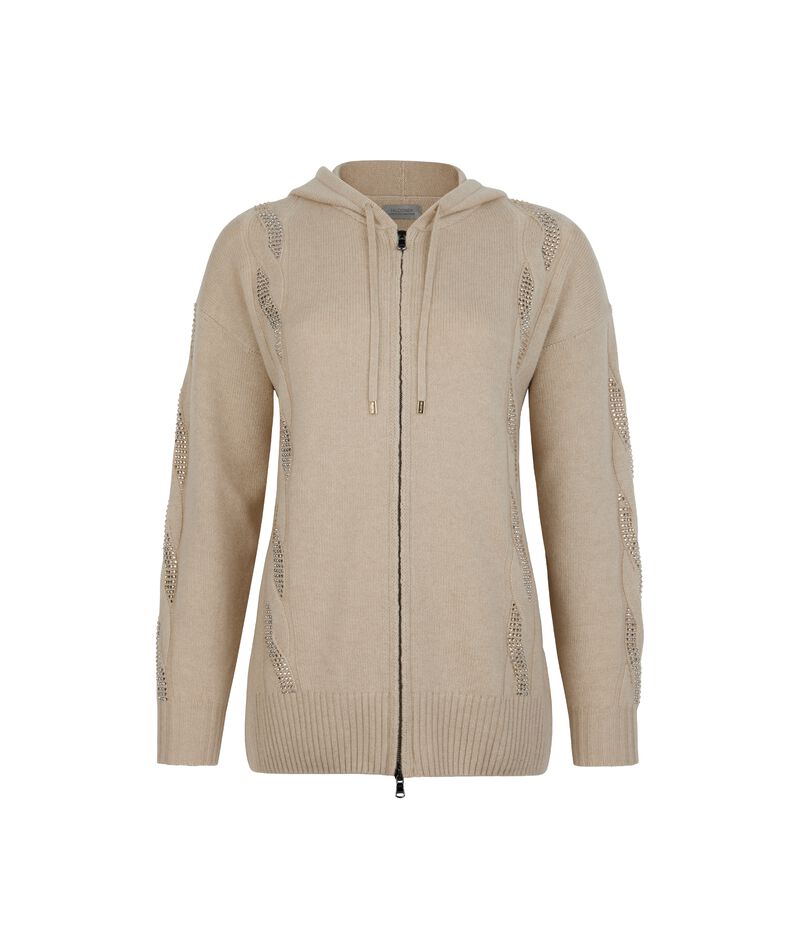 Falconeri Ultrasoft Cashmere Cable Knit and Rhinestone Sweatshirt Woman Melange Rope Size L