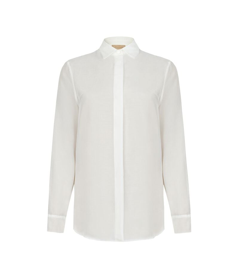 Falconeri Collared Cotton Muslin Shirt Woman White