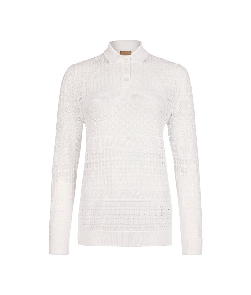 Falconeri Crocheted Cotton Polo Woman White Size S