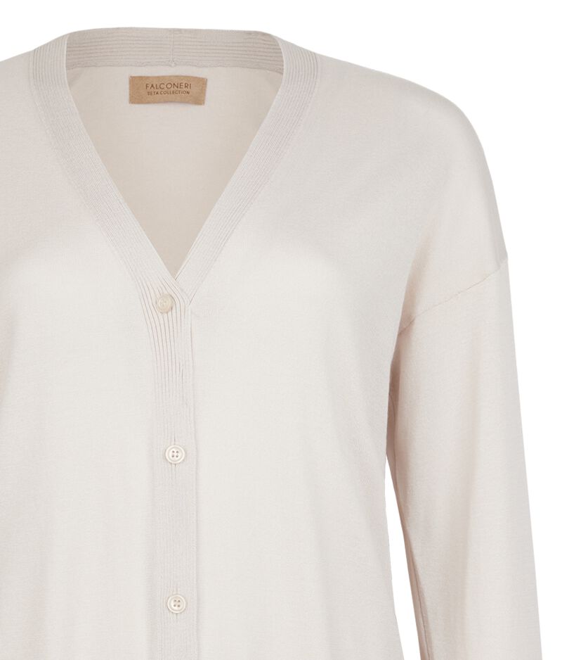 Falconeri Long-Sleeve Silk Cotton Blend Cardigan Woman Salt Size S