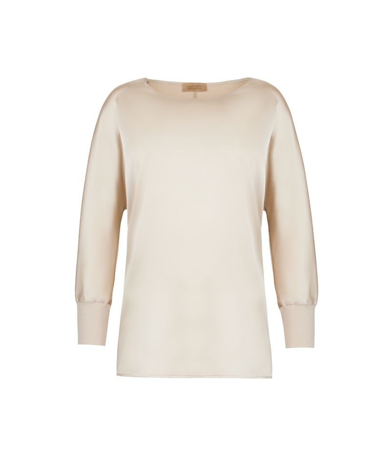 Falconeri Crewneck Sweater in Silk Satin Woman Light Mother Of Pearl Gray Size XS