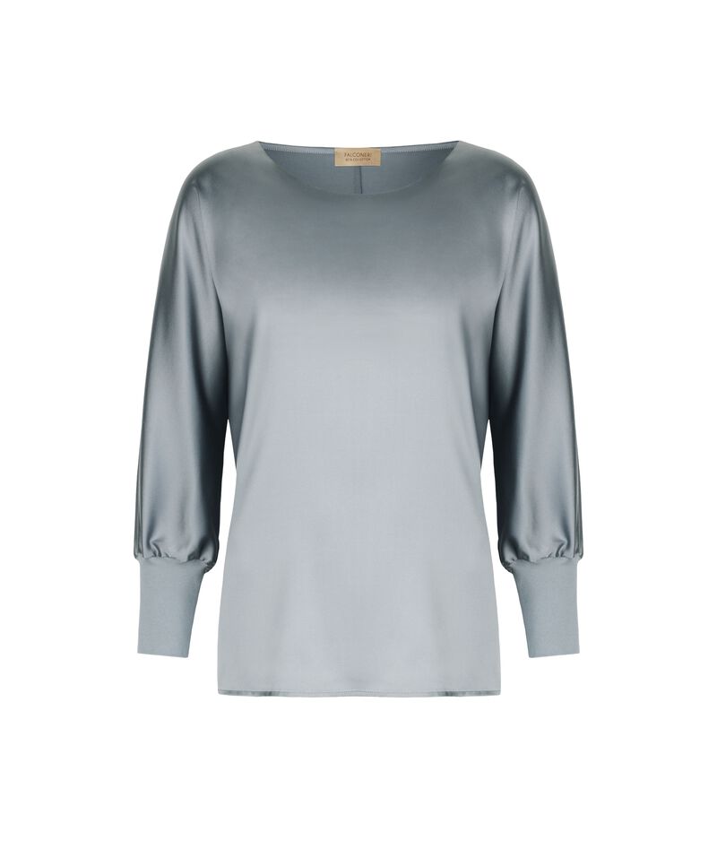 Falconeri Crewneck Sweater in Silk Satin Woman Aquamarine Size XS
