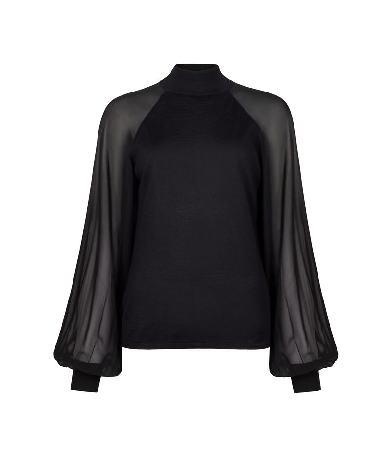 Falconeri Ultrafine Cashmere blouse with silk insert Woman Black