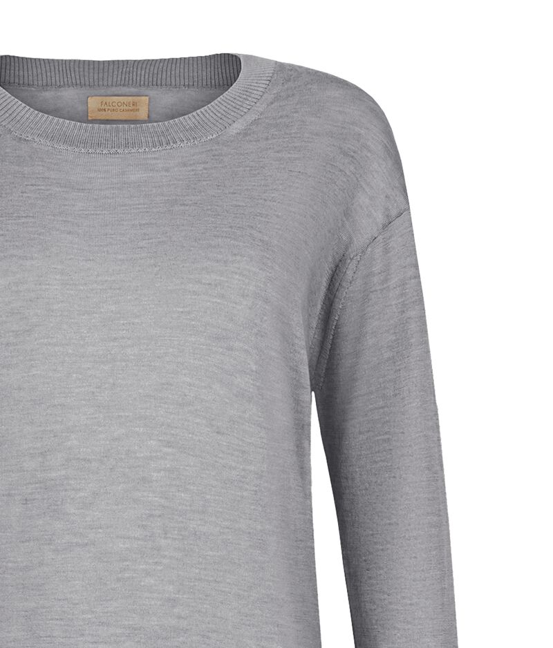 Falconeri Cashmere Crew Neck Sweater with Slits Woman Heather Gray Size XS