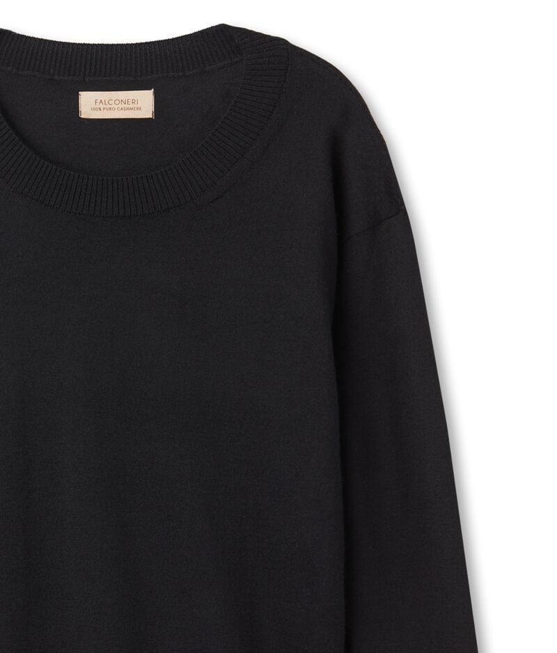 Falconeri Cashmere Crew Neck Sweater with Slits Woman Black Size S