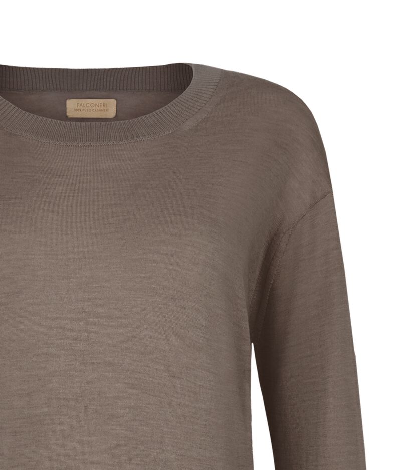 Falconeri Cashmere Crew Neck Sweater with Slits Woman Tortora Melange Size XS