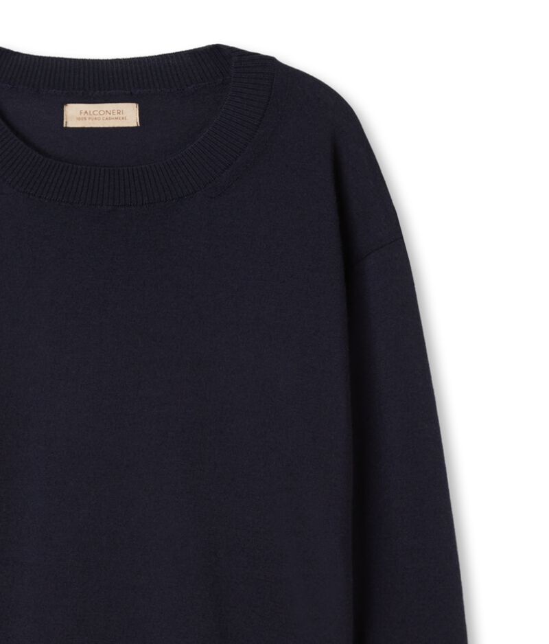 Falconeri Cashmere Crew Neck Sweater with Slits Woman Navy Blue Size S