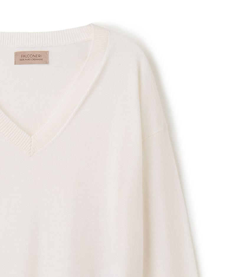 Falconeri Cashmere V-Neck Sweater with Slits Woman Bow Size LL