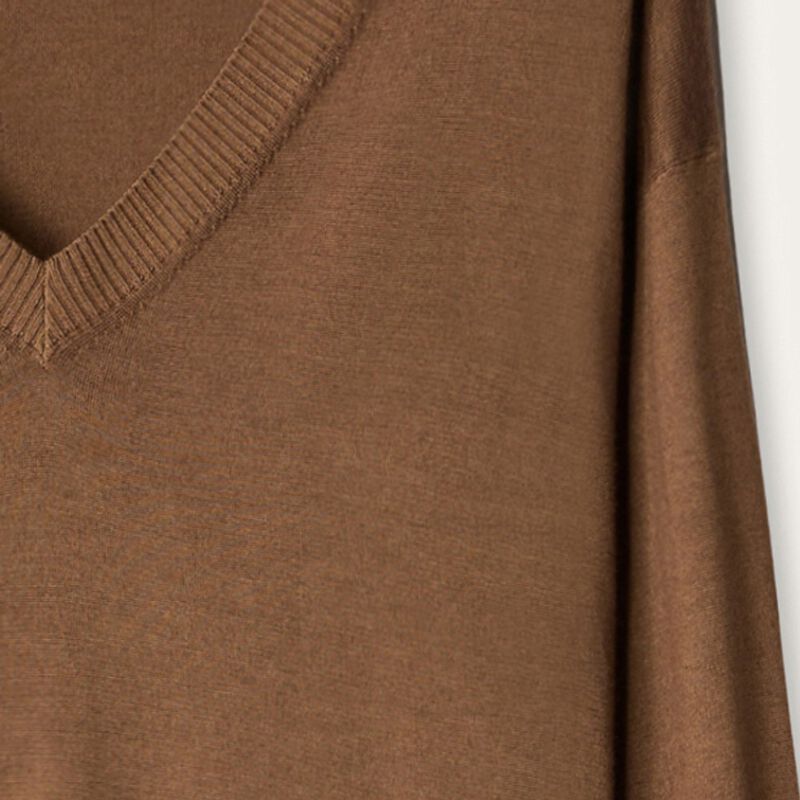 Falconeri Cashmere V-Neck Sweater with Slits Woman Flaxseed Beige Size M