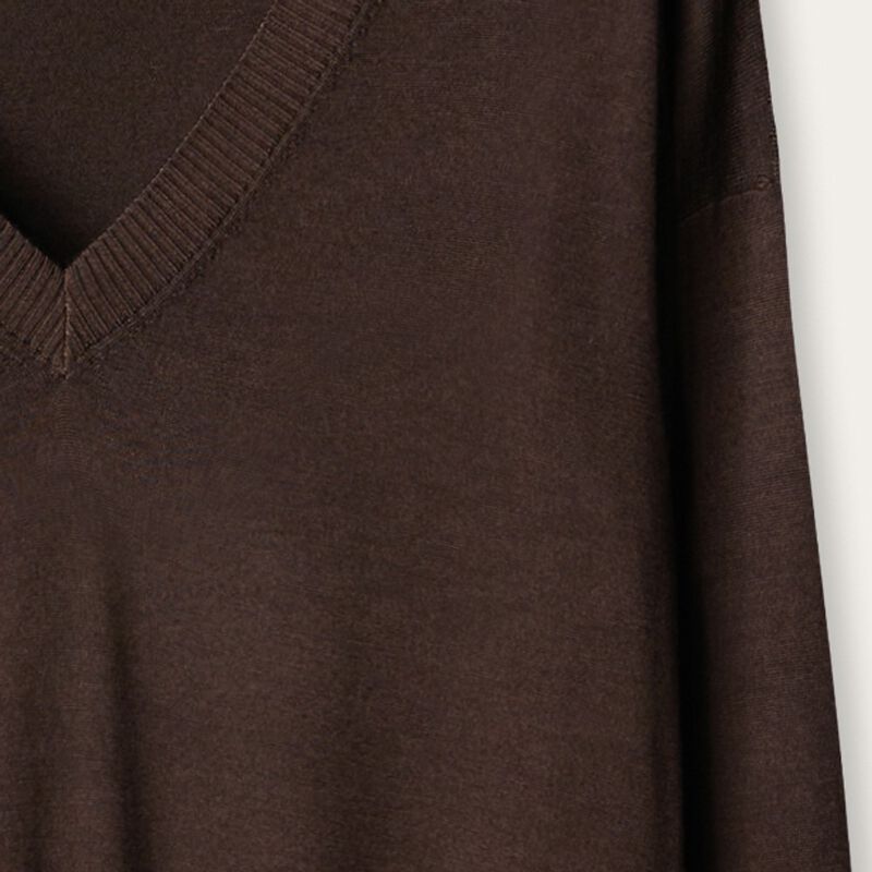 Falconeri Cashmere V-Neck Sweater with Slits Woman Wood Brown Size M