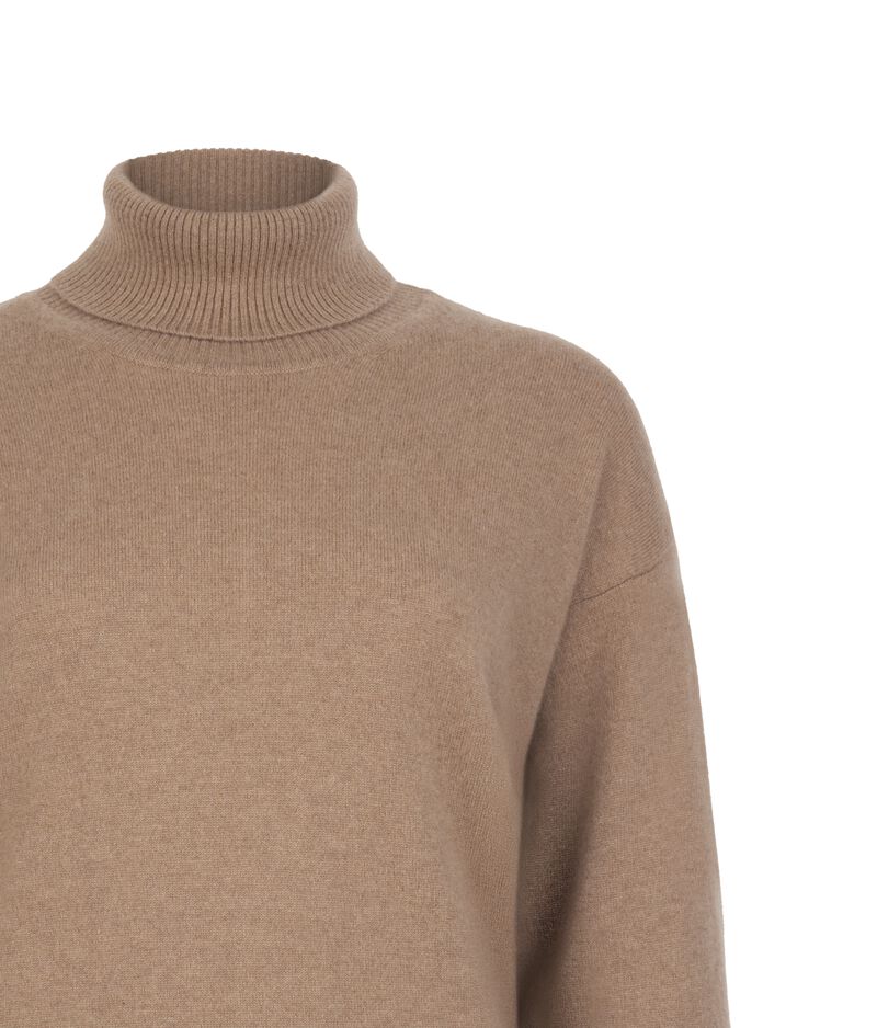 Falconeri Ultrasoft Cashmere Turtleneck Sweater with Slits Woman Melange Wheat Size S