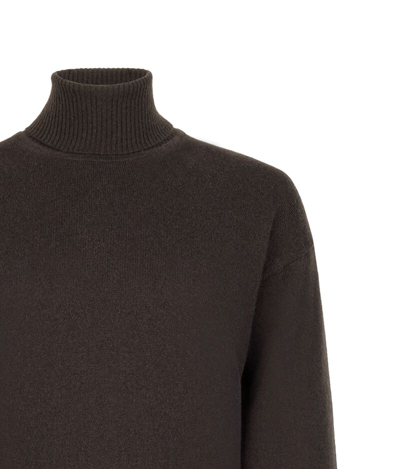 Falconeri Ultrasoft Cashmere Turtleneck Sweater with Slits Woman Dark Chocolate Melange Size XS