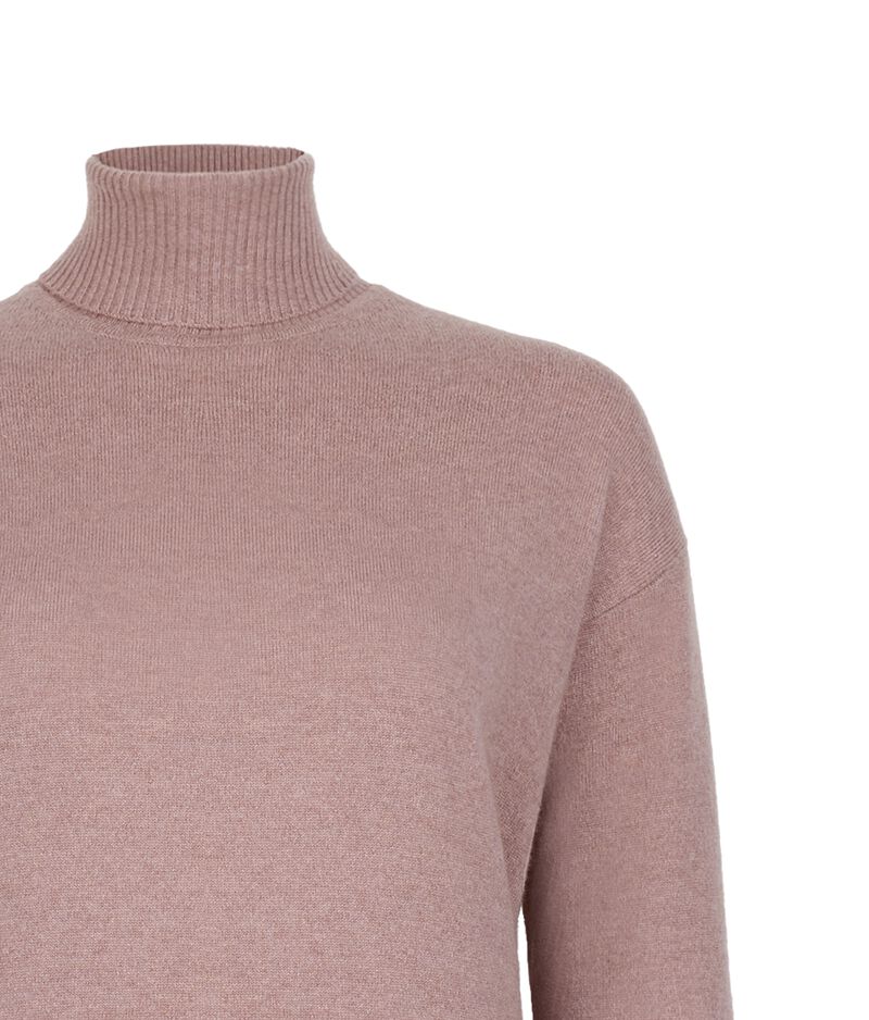 Falconeri Ultrasoft Cashmere Turtleneck Sweater with Slits Woman Dusty Rose Melange Size L