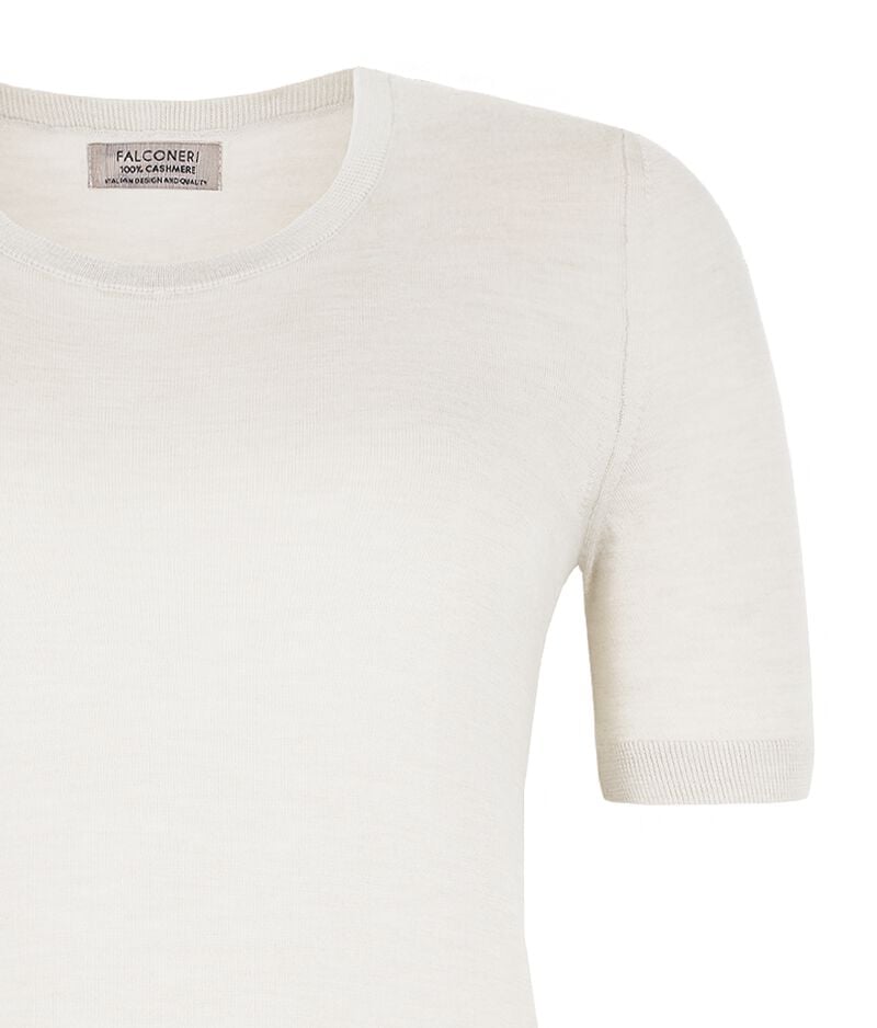 Falconeri Ultrafine Cashmere Crewneck Sweater with Short Sleeves Woman Bow Size M