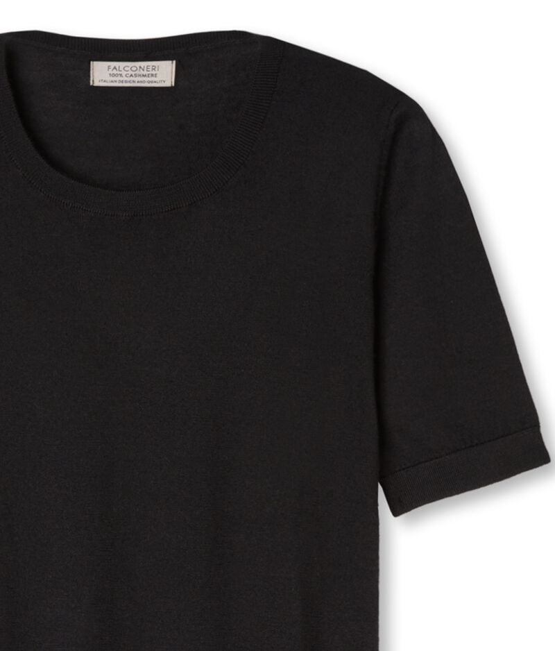 Falconeri Ultrafine Cashmere Crewneck Sweater with Short Sleeves Woman Black