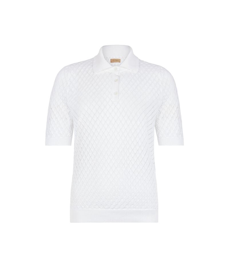 Falconeri Openwork diamond stitch polo shirt Woman White Size L