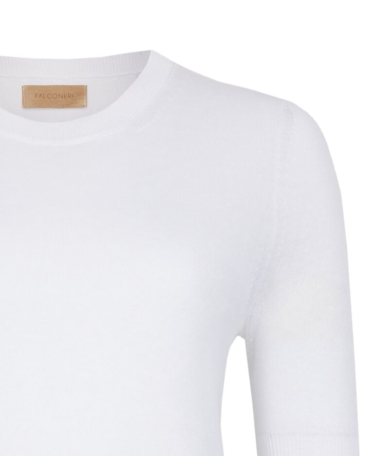 Falconeri Linen Cotton Crewneck T- Shirt Woman White Size XS