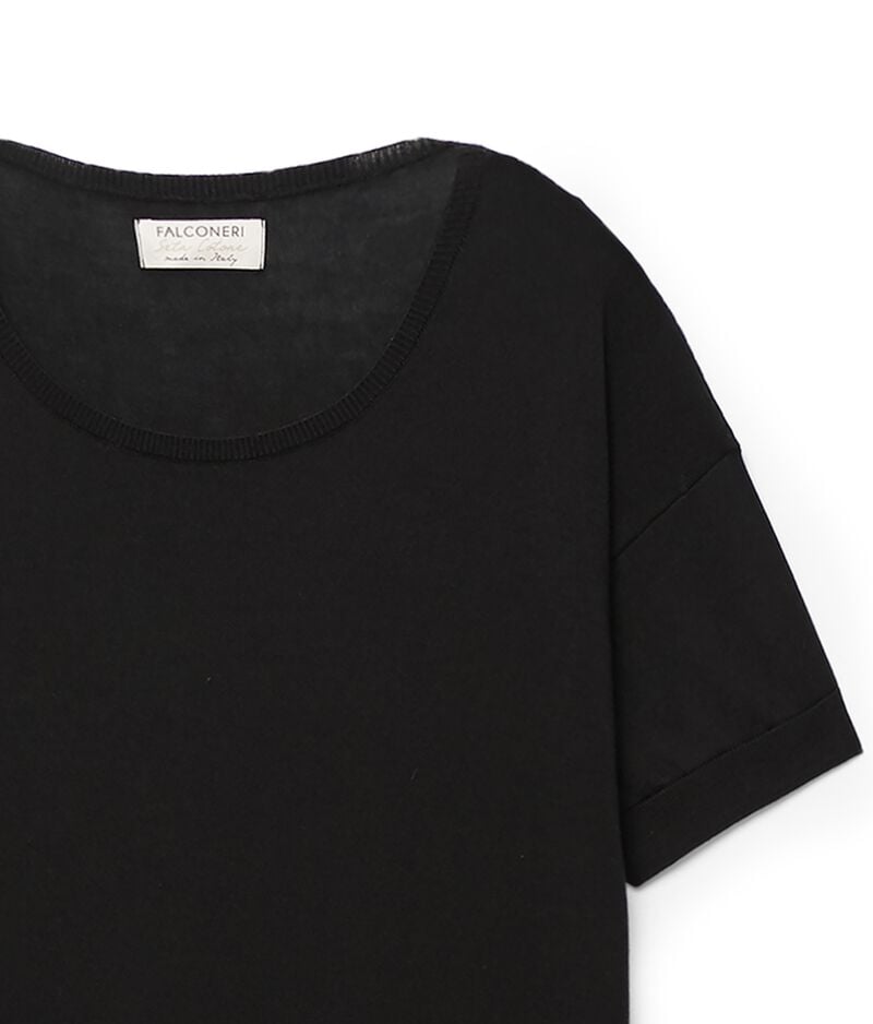 Falconeri Silk and Cotton Crewneck Sweater Woman Black Size LL
