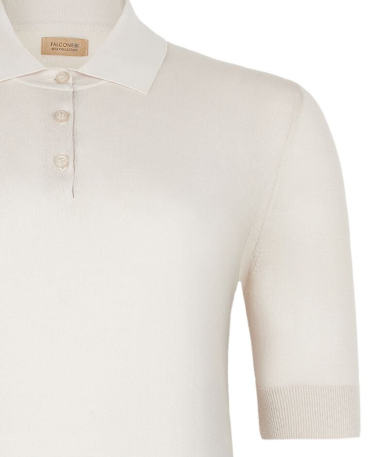 Falconeri Silk Cotton Blend Polo Woman Salt Size XS