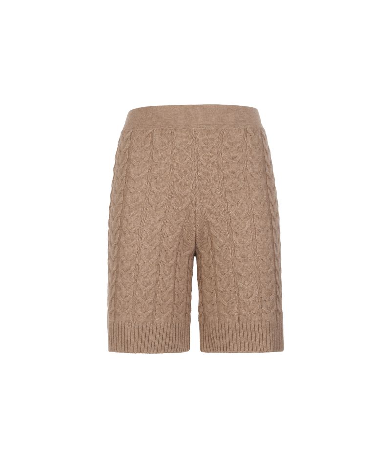 Falconeri Ultrasoft Cashmere cable-knit shorts Woman Melange Wheat Size L