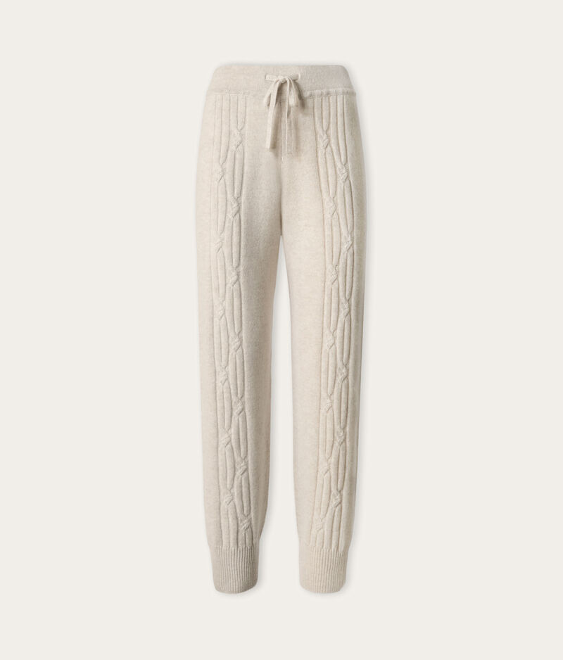 Falconeri Ultrasoft Cashmere ribbed cable-knit pants Woman Stone Size S