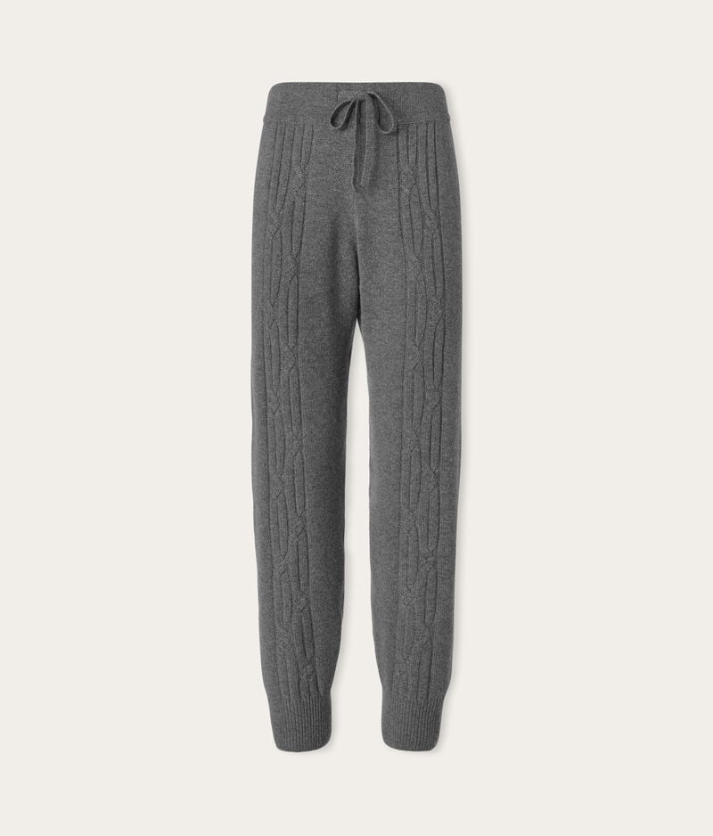 Falconeri Ultrasoft Cashmere ribbed cable-knit pants Woman Dark Gray Size L
