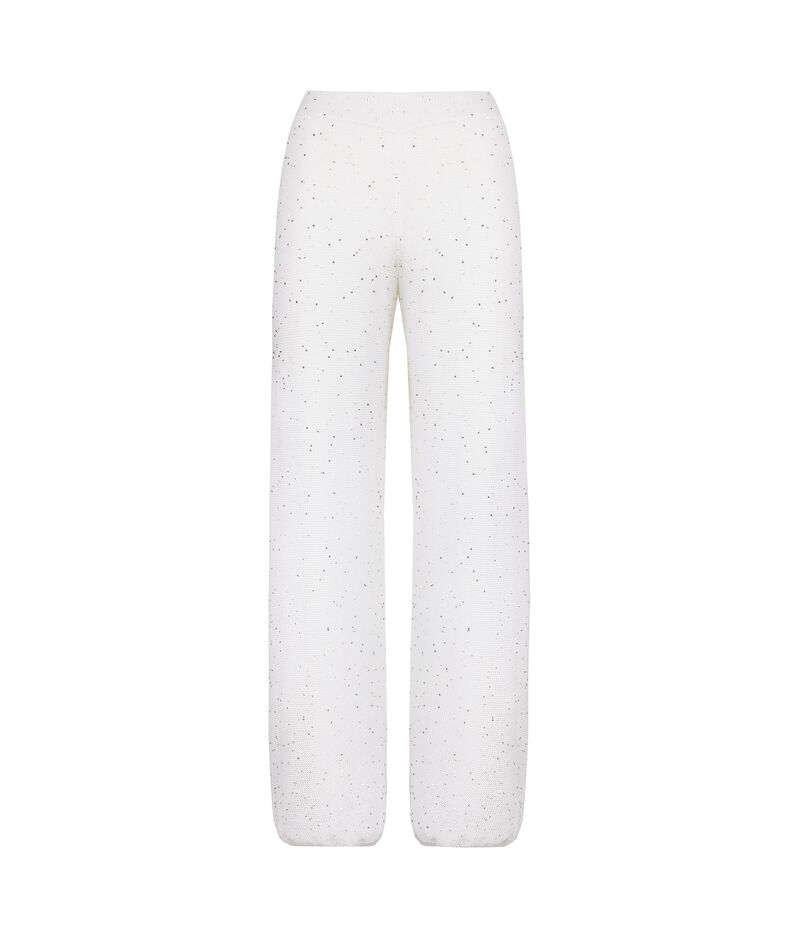 Falconeri Palazzo Pants with Micro Sequins Woman White Size M