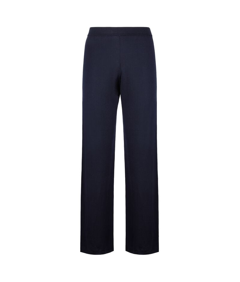 Falconeri Silk and Cotton Palazzo Pants Woman Navy Blue