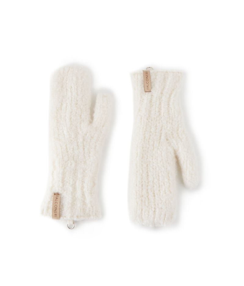 Falconeri Ultrasoft Cashmere and bouclé mittens Woman Bow Size TU