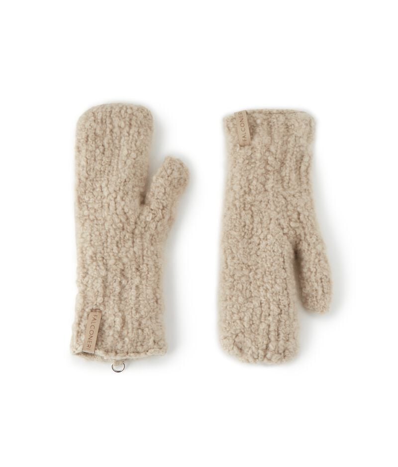 Falconeri Ultrasoft Cashmere and bouclé mittens Woman Melange Rope