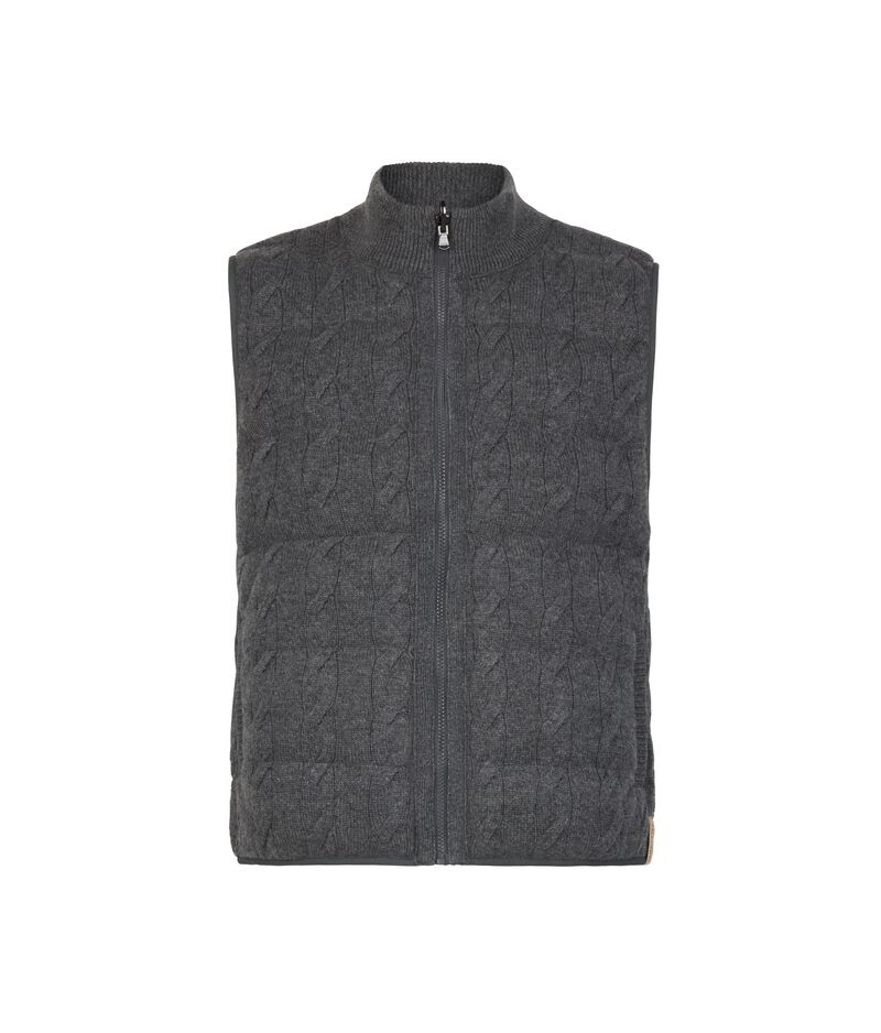 Falconeri Ultrasoft Cashmere reversible sleeveless cable-knit short quilted jacket Man Dark Gray Size 50