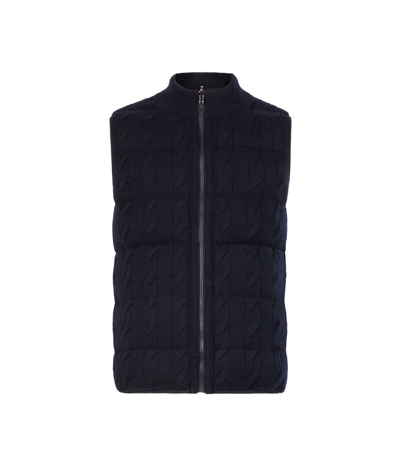 Falconeri Ultrasoft Cashmere reversible sleeveless cable-knit short quilted jacket Man Navy Blue Size 50