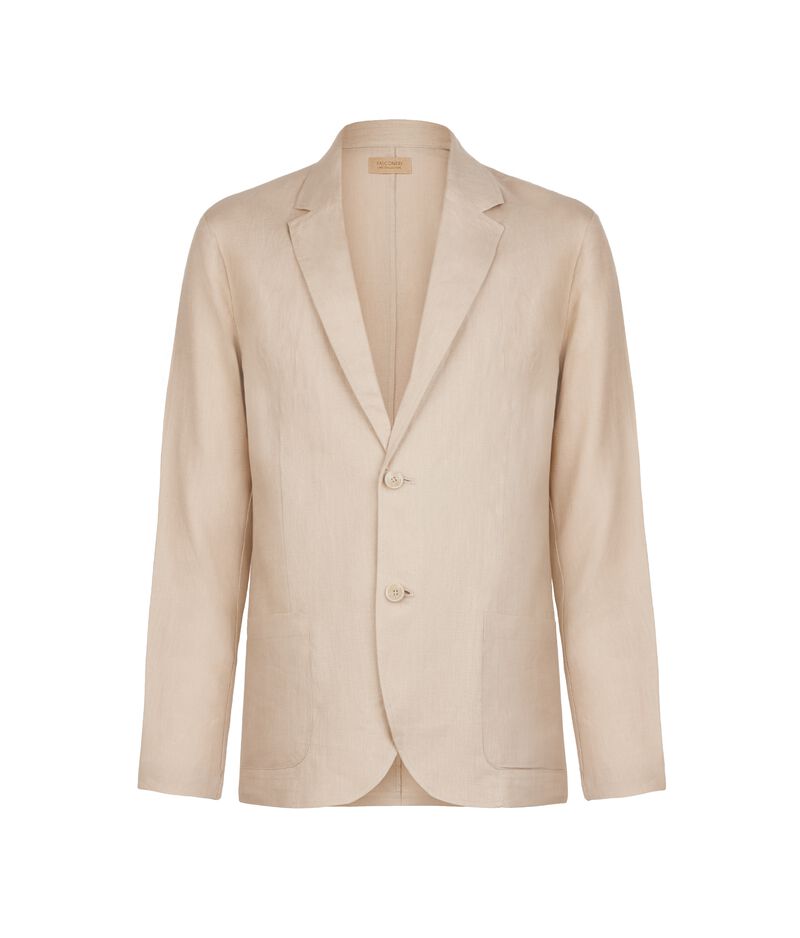 Falconeri Linen Jacket Man Beige Corda