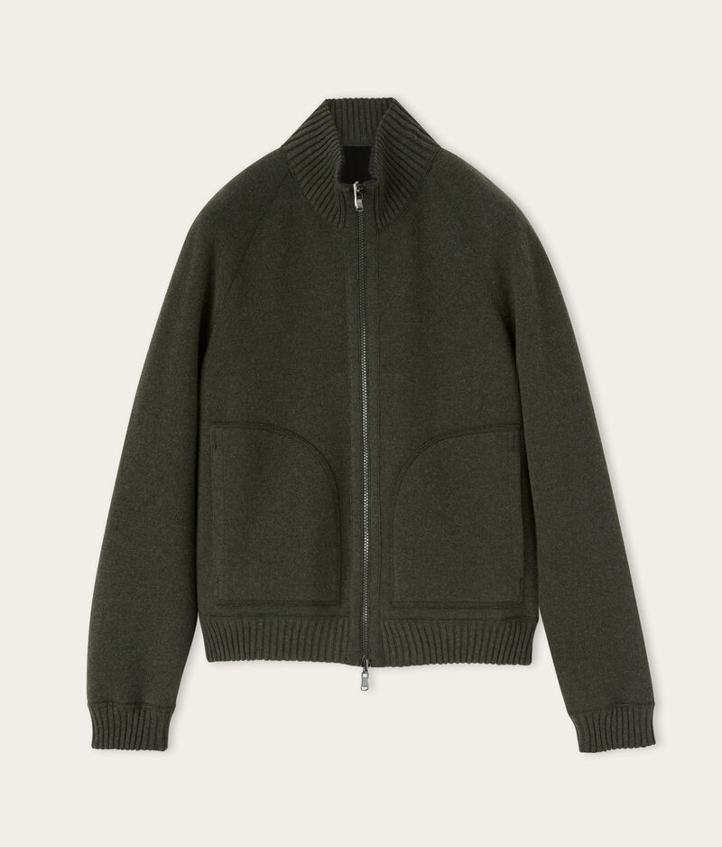 Falconeri Ultrasoft Cashmere reversible bomber jacket Man Deep Forest/carbone Size 46