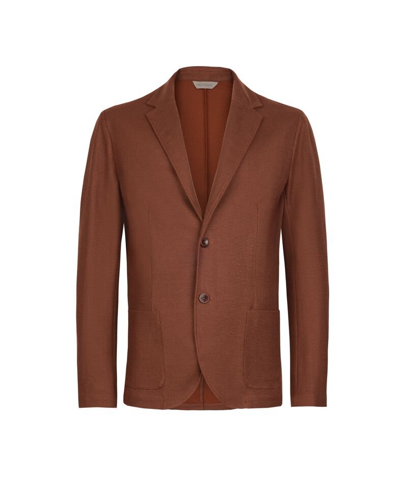 Falconeri Linen-cotton blend waffle fabric jacket Man Mahogany Size 50