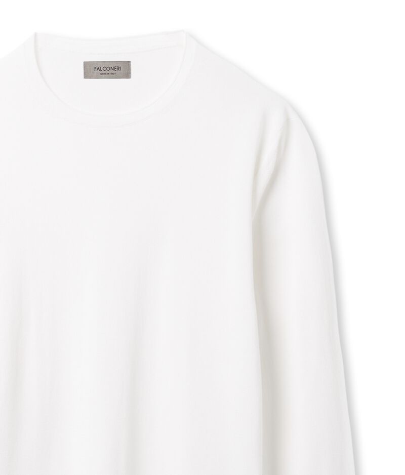 Falconeri Silk and Cotton Crewneck Sweater Man White Size 52