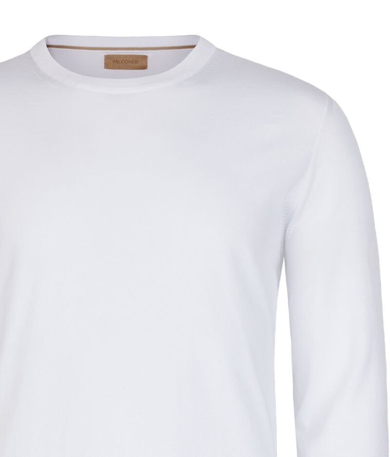 Falconeri Long-sleeved cotton crewneck sweater Man White Size 54