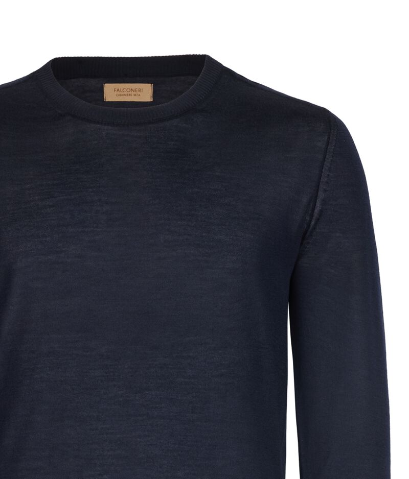 Falconeri Silkfine Cashmere crewneck sweater Man Navy Blue Size 46