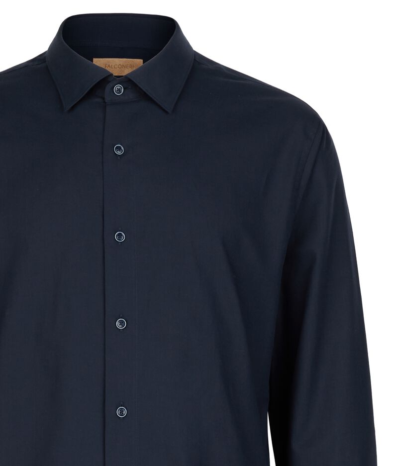 Falconeri Cashmere and Cotton Shirt Man Navy Blue Size 50