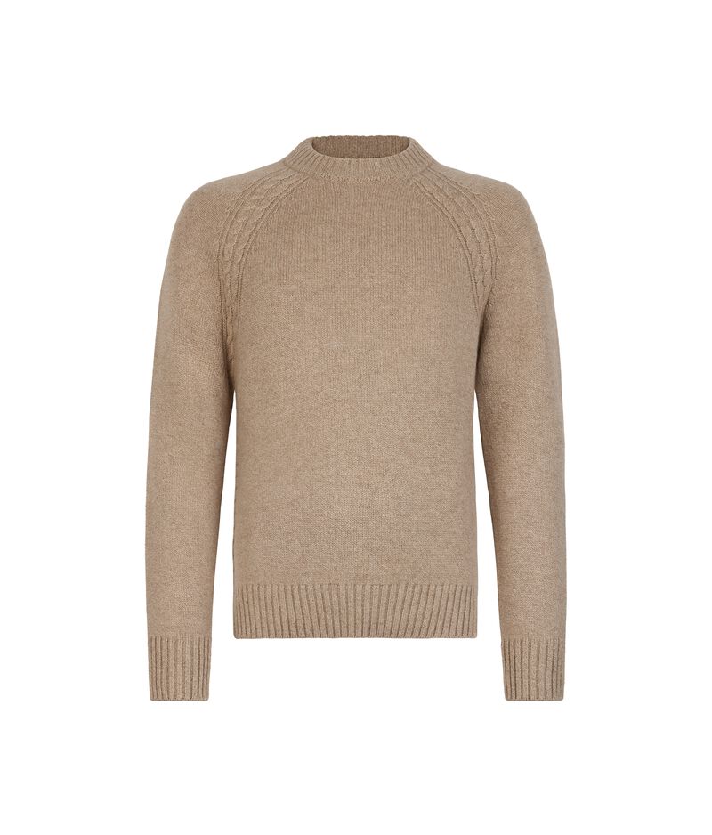 Falconeri Ultrasoft Undyed Cashmere Crewneck Cable Knit Sweater Man Natural Size 46