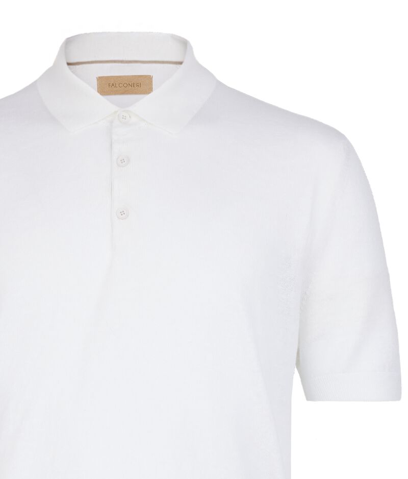 Falconeri Linen and cotton polo shirt Man White Size 46