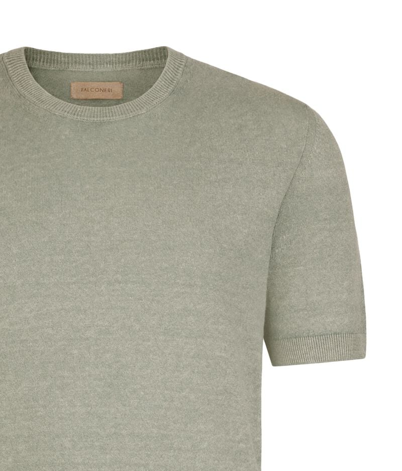 Falconeri Linen and cotton T-shirt Man Jungle Mineral Earth Size 56